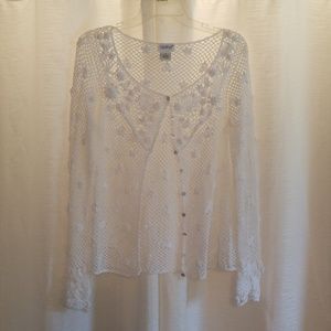 White cotton/ramie sweater